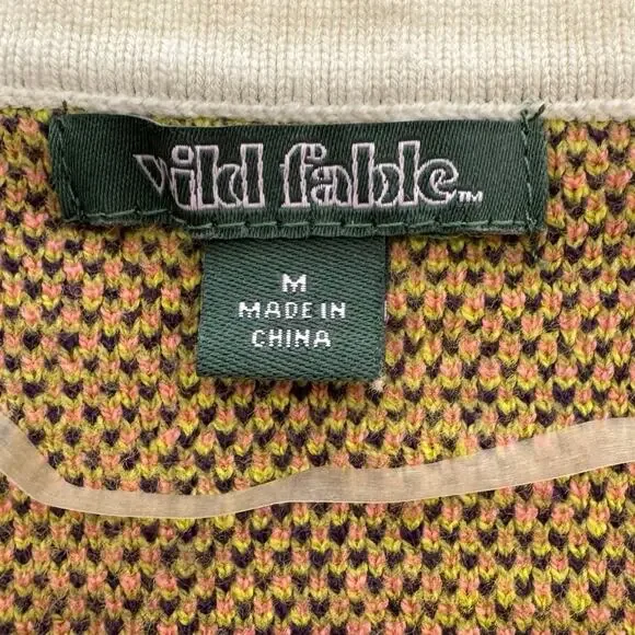 Wild Fable Cropped Long Sleeve V Neck Multicolored Cardigan Sweater Women Size M - Picture 3 of 10